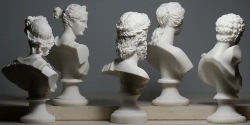 Vista 6 de greekartshop Conjunto 5 Busto Cabeza Dios Zeus Artemisa Afrodita Hermes Apolo Estatua Griega Romana Blanco
