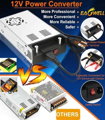 Vista 2 de EAGWELL Convertidor de 110 V a 12 V, convertidor universal SMPS de CA a CC, adaptador de transformador de fuente de alimentación conmutada para RV