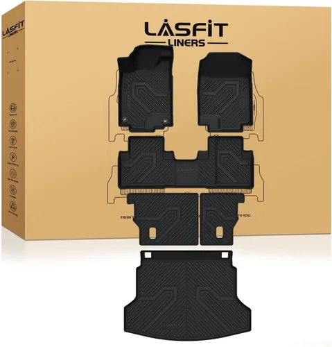 Vista 11 de LASFIT - Tapete de elastómero termoplástico para piso y maletero de automóvil, ajuste personalizado para todo tipo de clima, 1ª y 2ª fila, negro,