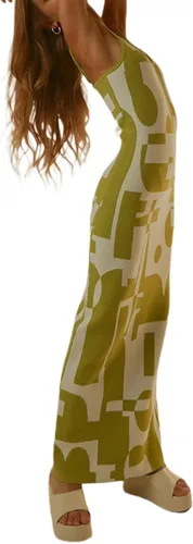 Vista 3 de Vestidos ajustados para mujer, de verano, de punto, con huecos, sexy, de noche, largo hasta la rodilla, sin mangas, vestido largo recortado