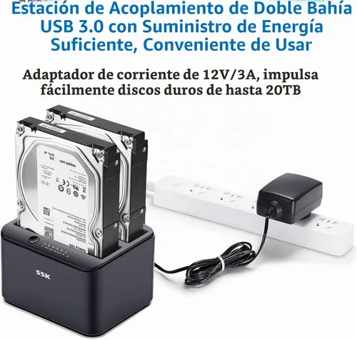 Vista 5 de SSK Estación de acoplamiento de disco duro externo Cloner USB 3.0 a SATA
