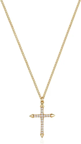 Vista 156 de Fettero - Collar con dije de cruz de fe, chapado en oro de 14 K, cadena fina, minimalista, simple, pequeña, para oración, regalo de joyería religiosa