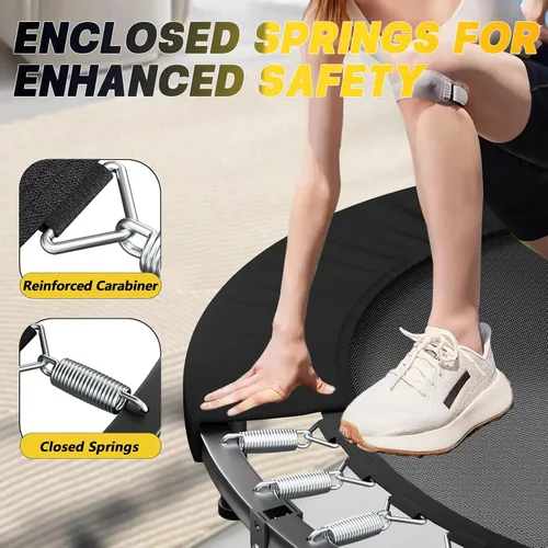 Vista 2 de SkyBound Rebounder Trampoline for Adults - Indoor Mini Trampoline with Bar, Fitness Rebounder with 3 Adjustable Foam Handles, Exercise Trampoline