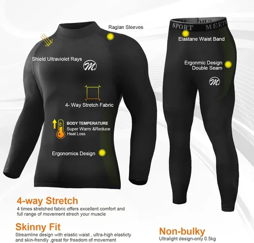 Vista 2 de Ropa interior térmica para hombre, forro polar de invierno, ropa interior de compresión para hombre, ropa interior y parte inferior cálida