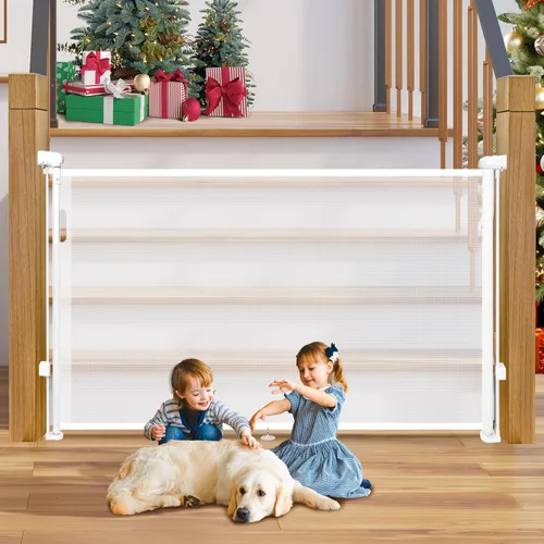 Vista 17 de Puertas retráctiles para bebés de 24 pulgadas de alto para pasar por encima, puertas cortas para perros, puerta para mascotas para cachorros