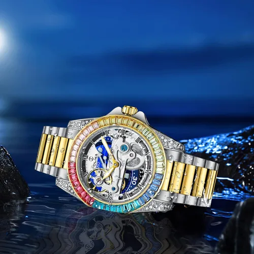 Vista 3 de Olika Women Watch Self Winding Mechanical Watch - Stainless Steel Skeleton Watch Luminous Waterproof Watch Business Stylish Watch for Woman