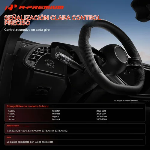 Vista 2 de Interruptor de señal de giro A-Premium, interruptor multifunción de atenuación de faros compatible con Subaru Forester 2009-2013, Impreza 2008-2014