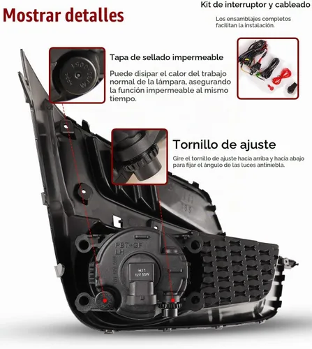 Vista 4 de Luces antiniebla para Subaru Impreza 2015-2016, 2 piezas de repuesto OEM faros antiniebla (interruptor y kit de cableado incluido)