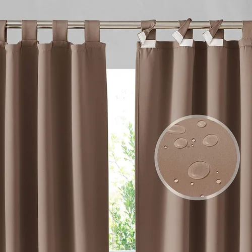 Vista 26 de RYB HOME Cortinas para Exteriores para Patio - 2 Paneles Cortinas para Exteriores Desmontables con Parte Superior Adhesiva Impermeables Opacas