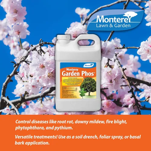 Vista 2 de Monterey Garden Phos incluido con cuchara medidora, fungicida para pudrición de la raíz, mildiú velloso, tizón de fuego, muerte súbita del roble