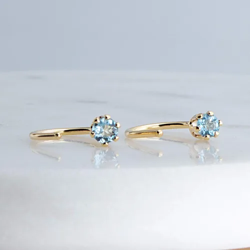 Vista 47 de Half Huggie Birthstone Gold Hoop Earrings for Women Tiny Cartilage Stud Piercing Earring Hypoallergenic Earring Screw Back Dainty Hug