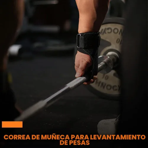 Vista 6 de Correa de muñeca para levantamiento de pesas, agarres de cuero de doble capa, correas ajustables para levantamiento de pesas para entrenar