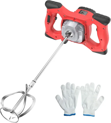 Vista 9 de IMAYCC Mezclador de cemento de mano, mezclador de concreto portátil, taladro de mezcla de 6 velocidades de 110V, mezclador de taladro de 2100W