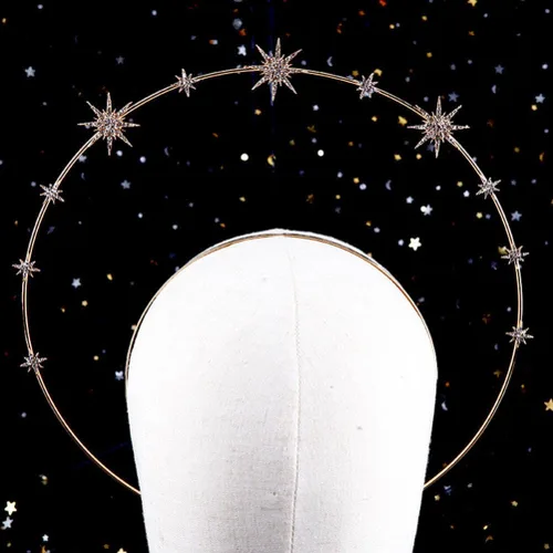 Vista 4 de Beaupretty Nuestra Señora Diadema Fiesta Headwear Diadema Luna Diadema Nupcial Metal Diadema Cabeza Estrella Accesorios para el Cabello Decorativo