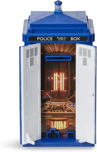 Vista 2 de Doctor Who Electronic Tardis Talking Money Bank - Cuenta con efectos de voz y sonido, luz de linterna intermitente y puertas delanteras de apertura