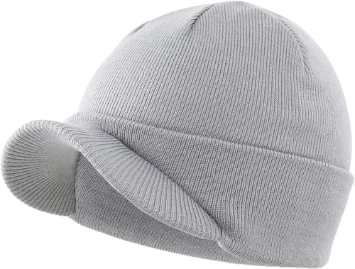Vista 30 de Home Prefer - Gorro de invierno para hombre con visera, cálida y doble punto.