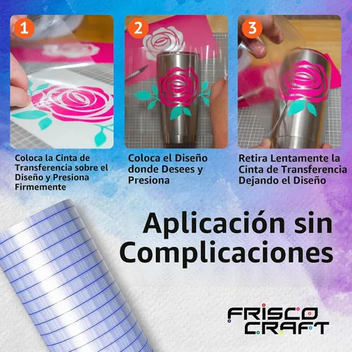 Vista 4 de Frisco Craft Rollo de cinta de transferencia transparente con adhesivo Rejilla azul