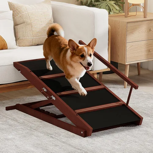 Vista 7 de Dog Ramp for Bed Small Folding Pet Ramp for Dogs 40''walnut