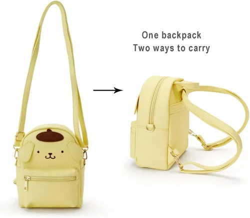 Vista 2 de kejinsge Mini mochila de anime de dibujos animados lindo PU bolsos de hombro Cosplay bolso para niñas, Amarillo, Classic