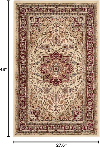 Vista 2 de SAFAVIEH Colección Lyndhurst Alfombra Decorativa - 2'3" x 4', marfil y rojo, diseño oriental tradicional, no desprende pelusa y de fácil cuidado