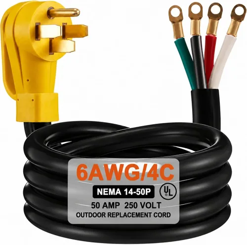 Vista 9 de Cable de alimentación de rango NEMA 14-50 resistente, STW 6AWG/4C