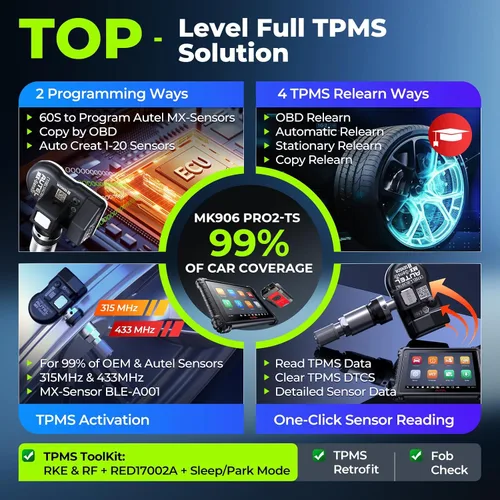 Vista 7 de Autel Escáner MaxiCOM MK906 PRO2-TS: 2026 Multilingüe de MS906 PRO2-TS, 2.0 hasta MS906 PRO TS MK906PRO-TS MP900TS MS906PRO MS906MAX, TPMS 2.0