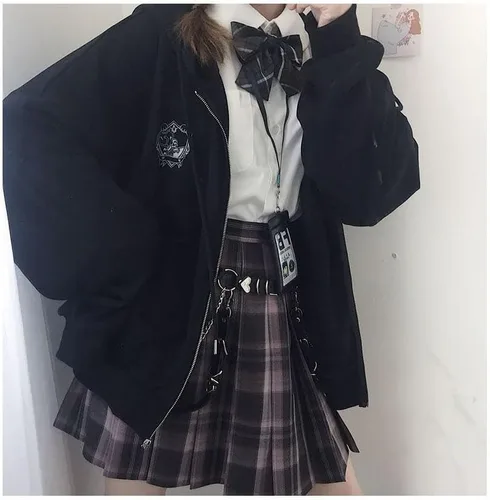 Vista 5 de Preppy Y2k Zip Up Hooded Sweatshirts for Women Aesthetic Graphic Oversized Hoodies Kawaii Cutecore Long Sleeve Clothes