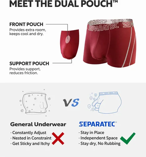 Vista 8 de Separatec Mens Trunks Underwear with Dual Pouch Mens Underwear, Soft Breathable Rayon Made from Bamboo Trunks for Men