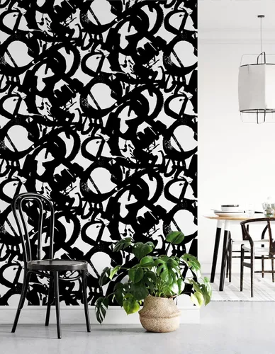 Vista 5 de NextWall Inkblot - Papel tapiz abstracto para despegar y pegar (ónix)