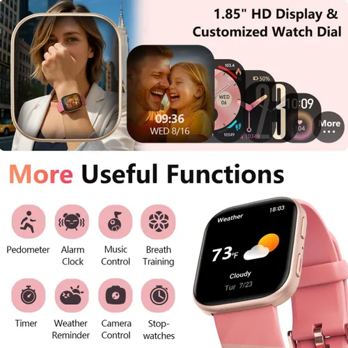 Vista 6 de MorePro Rastreador de fitness con monitor de frecuencia cardíaca 24/7 / presión arterial, seguimiento de oxígeno en sangre/sueño, más de 120