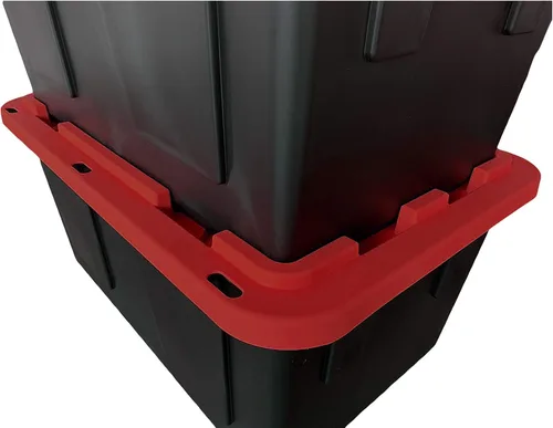 Vista 2 de MonsterRAX - Contenedores de almacenamiento de 27 galones, apilables, con cerradura, paquete de 5 (rojo)