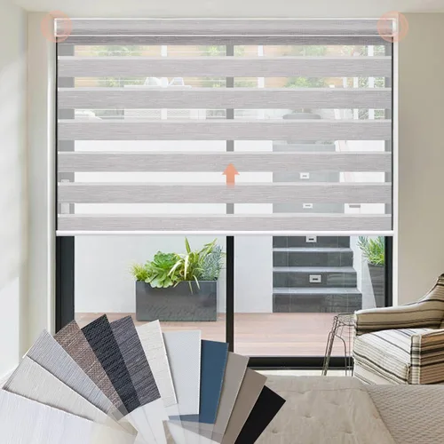 Vista 12 de Persianas motorizadas de cebra, persianas automáticas de oscurecimiento del 85% para ventanas interiores compatibles con HomeKit, Alexa, Google