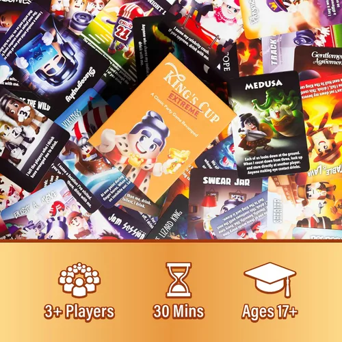 Vista 3 de King's Cup Extreme - Juego de cartas para fiesta, Laugh Out Loud, TikTok Viral