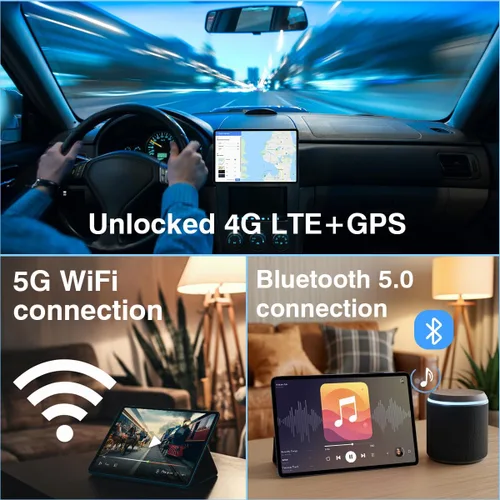 Vista 6 de Tablet Android con ranura para tarjeta SIM desbloqueada, pantalla grande de 12 pulgadas, tableta celular 4G LTE con Android 13 16GB (8+8 virtual)