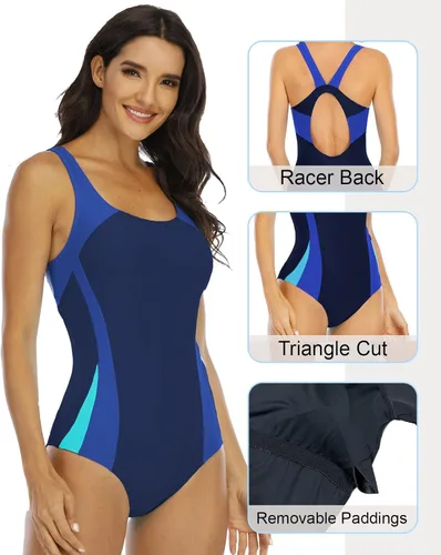 Vista 4 de Halcurt Trajes de baño deportivos de una pieza para mujer