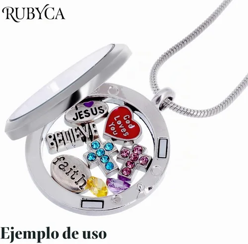Vista 6 de RUBYCA Venta al por mayor encantos flotantes lote para DIY cristal Living Memory Locket Mix Silver Gold Color, Zinc, cristal