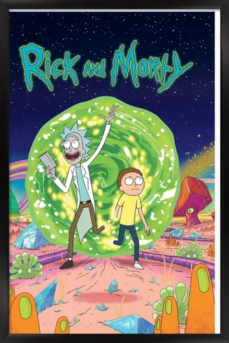 Vista 8 de Trends International Rick And Morty - Póster de pared de cubierta, 14.725 x 22.375 pulgadas, versión enmarcada de madera de granero