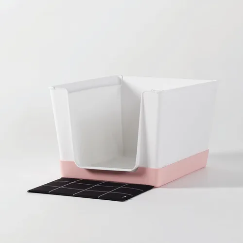 Vista 17 de DoggyBathroom - Orinal para perros de interior con paredes altas y entrada baja para perros pequeños, soporte vertical, protector contra Negro