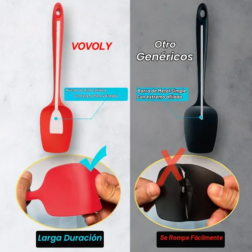 Vista 4 de Juego de espátulas de silicona, espátula de cuchara de goma resistente al calor con diseño de una pieza sin costuras, espátula cuchara Surtido