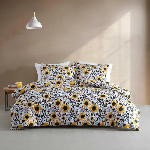 Vista 17 de Marimekko - Juego de funda de edredón tamaño Queen, ropa de cama de algodón con fundas a juego y cierre de botón, decoración del hogar para todas