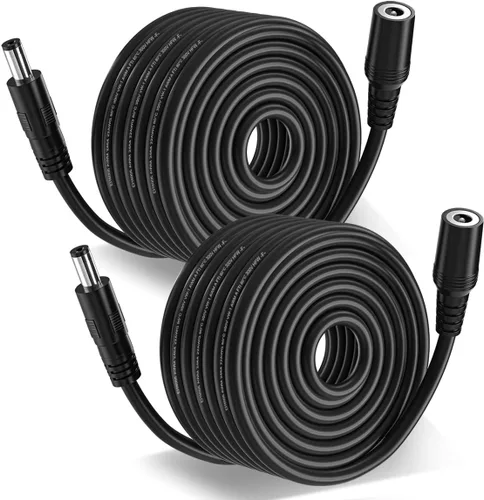 Vista 7 de SIOCEN Paquete de 2 cables de extensión CC de 3 pies de 0.217 in x 0.083 in macho a hembra, cable de alimentación para CCTV, vigilancia de Negro