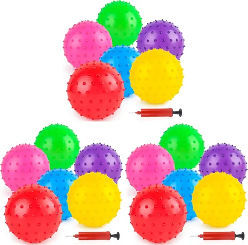 Vista 8 de LOVEINUSA 6 bolas de rebote, bolas sensoriales de 6 pulgadas con bomba para bebés y niños pequeños