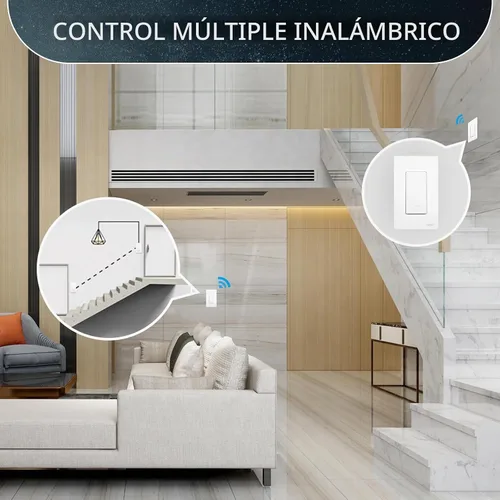 Vista 3 de MoesGo - Interruptor de luz inteligente WiFi de segunda generación, interruptor de pared inteligente WiFi de 2.4GHz, requiere cable neutro, control