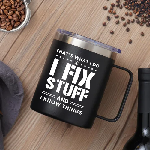 Vista 7 de NOWWISH Regalos para hombres, taza de café para papá, regalos de cumpleaños de hija e hijo, tazas geniales del día del padre para papá, esposo