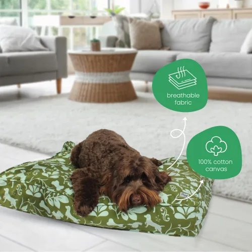 Vista 4 de Molly Mutt Funda para colchón de cuna verde claro, 100% algodón, 27"x52"x5" No tóxico, funda de algodón para cama de perro o gato, con cremallera