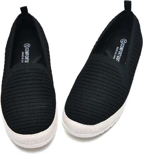 Vista 7 de Women Casual Slip on Walking Shoes Comfortable Knitted Hands Free Slip ins Sneakers with Arch Support Fashion Work Nurse Tennis Shoes