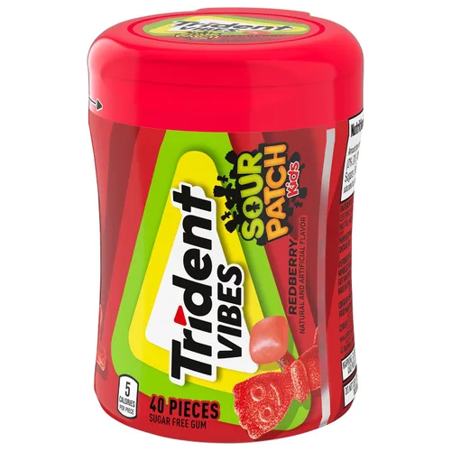 Vista 10 de Trident Vibes SOUR PATCH KIDS Redberry - Goma de mascar sin azúcar, botella de 40 piezas (paquete de 2)