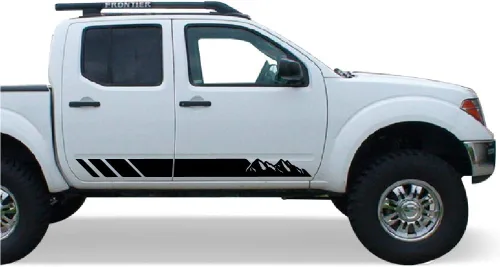 Vista 2 de Juego de calcomanías adhesivas de vinilo con franjas montañesas compatibles con Nissan Frontier Navara 2004-Actual (185B)