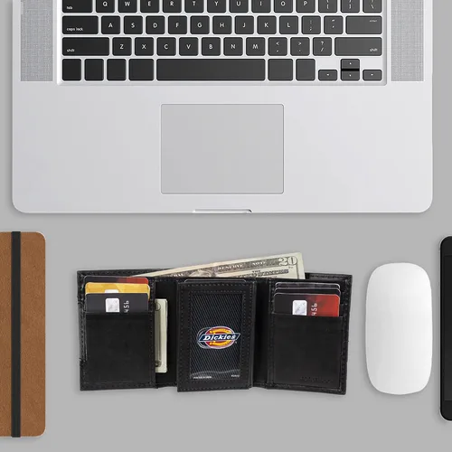 Vista 6 de Dickies Cartera triple de cuero para hombre Negro