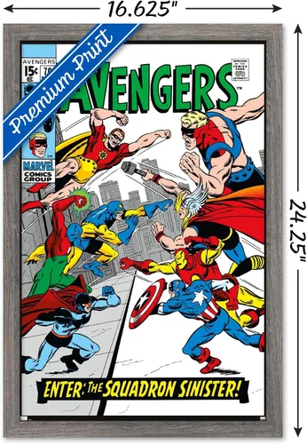 Vista 3 de Trends International Marvel Comics Avengers #70 - Póster de pared, 22.4 pulgadas de largo x 14.7 pulgadas, versión enmarcada en madera de granero